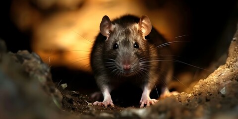 Intimate View of Rats in Dimly Lit Basement. Concept Rodent Infestation, Basement Dwellers, Troubling Discoveries, Dark Encounters, Unwanted Guests