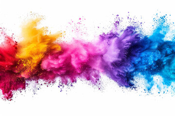 Captivating explosion of colorful powder isolated on a white background, perfect for creative...