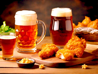 Glass of delicious beer at bar counter decorate for celebrate beer festival