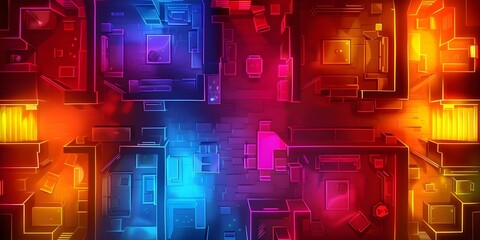 Obraz premium Discover Virtual Reality phobias through pixel art in an innovative top-down perspective. Concept Virtual Reality, Phobias, Pixel Art, Innovative Perspective, Top-Down View