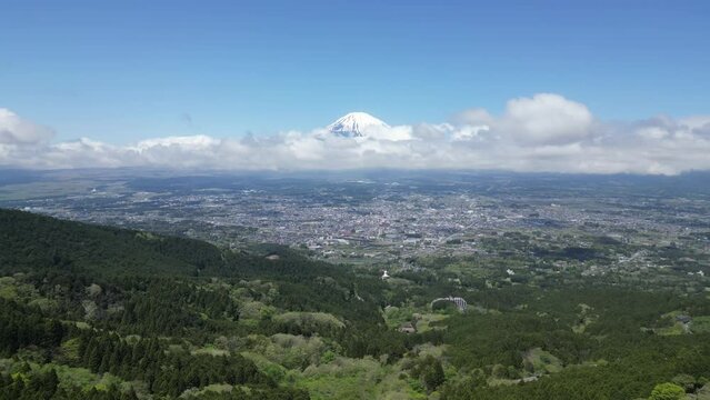 Aerial Shot of Gotemba city and Mount Fuji