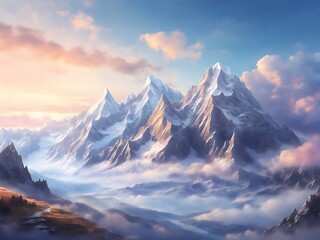 a beautiful mountainous background with ice