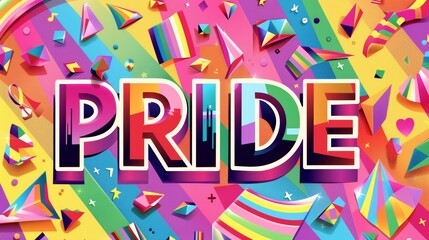 Vibrant Pride Celebration Poster with Geometric Shapes Generative AI