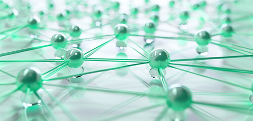 Mint green network paths in a gentle logistics tech environment.