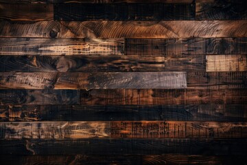 Dark brown wooden wall background with dark wood planks, perfect for product photography, showcasing the texture and natural beauty of solid oak wood Generative AI