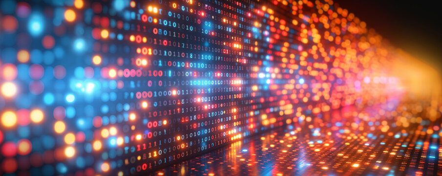 Abstract digital binary code stream background