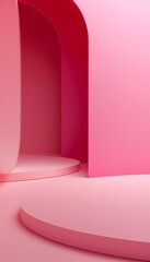 Elegant Pastel Pink Arched Backdrop in Minimalist Studio Setting