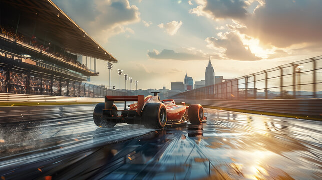 Fast Race car on track