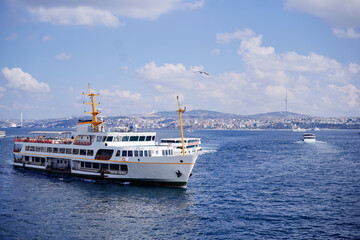 Travel by Turkey. Istanbul Ferryboat. Concept of transportation and traveling.