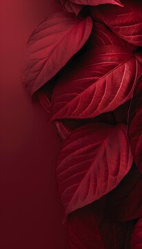 Strikingly Vibrant and Lush Crimson Foliage Backdrop with Vivid Tones and Dramatic Textures Suitable for Various and Design Purposes