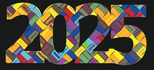 Happy New Year 2025 Grunge colorful Urban Vector Texture Template. Dark Messy Dust Overlay Distress Background. Easy To Create Abstract Dotted, Scratchedg 
