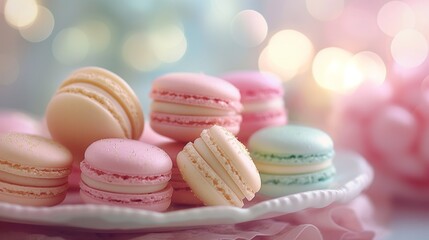 Obraz premium AI generated illustration of colorful macarons on a plate