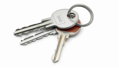 bunch of house door keys isolated on a white background