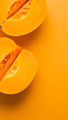 Vibrant Sliced Orange on Minimalist Yellow Background