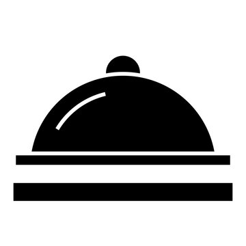 recommend clip art: Waiter hand holding cloche serving plate icon for food apps and websites 