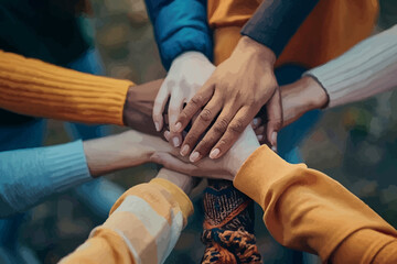 Close up of high five hand gesture, symbol of common celebration or greeting, people planning to reach their goal, slap each other to start working together.