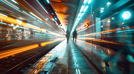 Futuristic Urban Speed Light Trails in City Transit