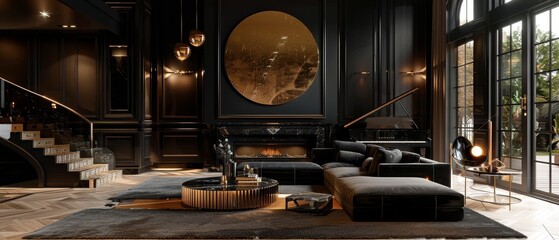 Luxury interiors black and gold