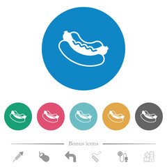 Hot dog flat round icons