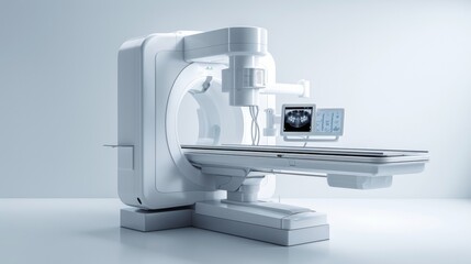 A dental X-ray machine, compact and modern, isolated on white.