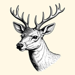 Reindeer HeadShot Illustration In Engraved Style © ImageryPlanet
