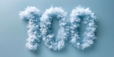 "Soft Blue Background with Fluffy Cloud-Like Number : A Perfect Celebration". Concept Photo Backdrops, Cloud Shape Decor, Party Decorations, Celebration Setup, Whimsical Themes