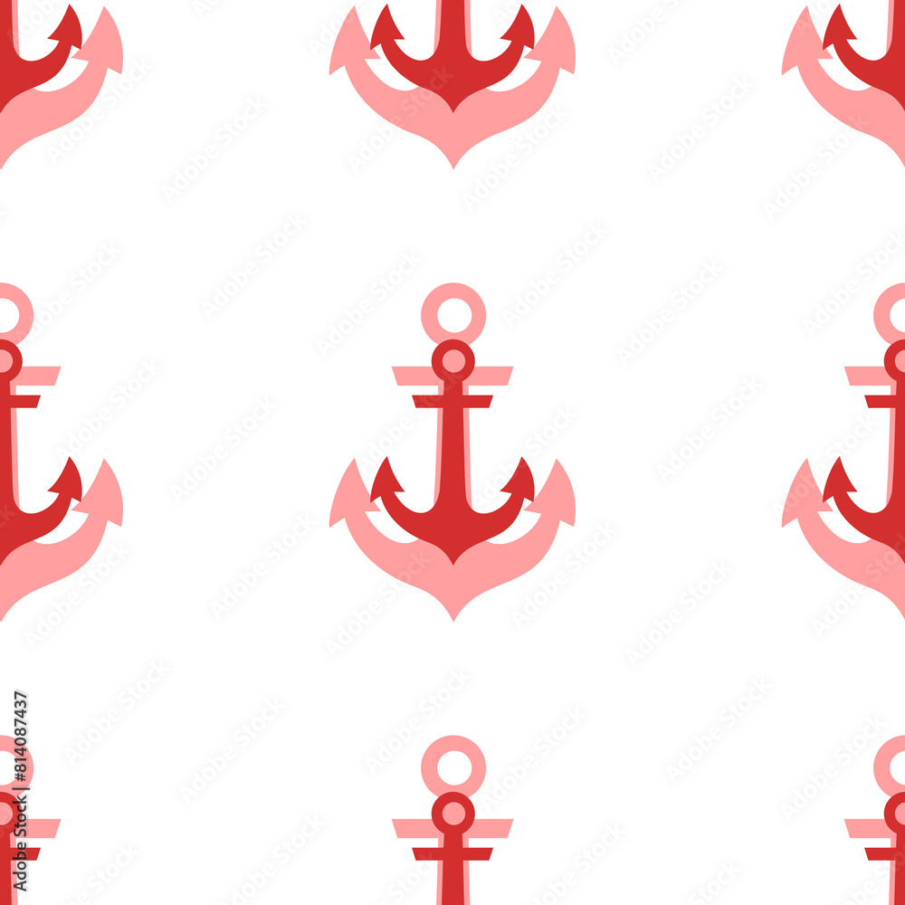 Poster seamless pattern of large isolated red sea anchor symbols. the elements are evenly spaced. illustrat