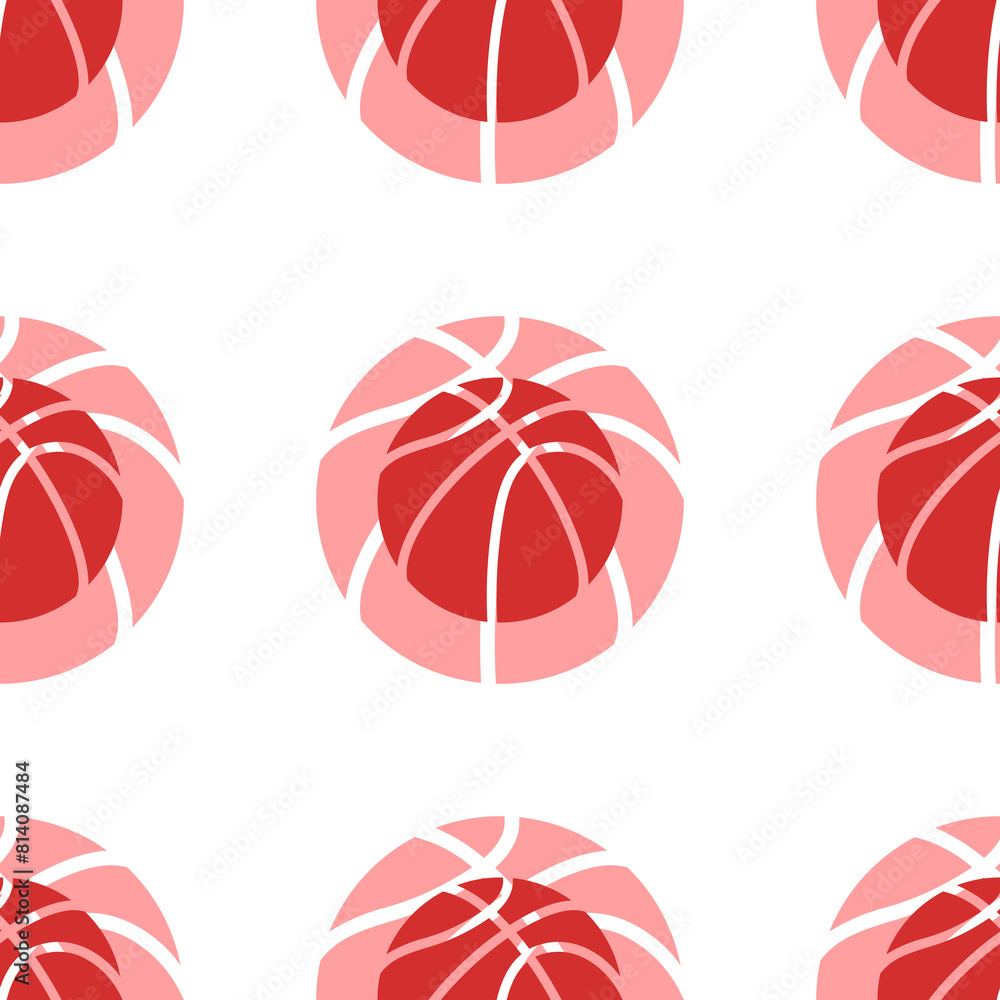 Poster seamless pattern of large isolated red basketball symbols. the elements are evenly spaced. illustrat