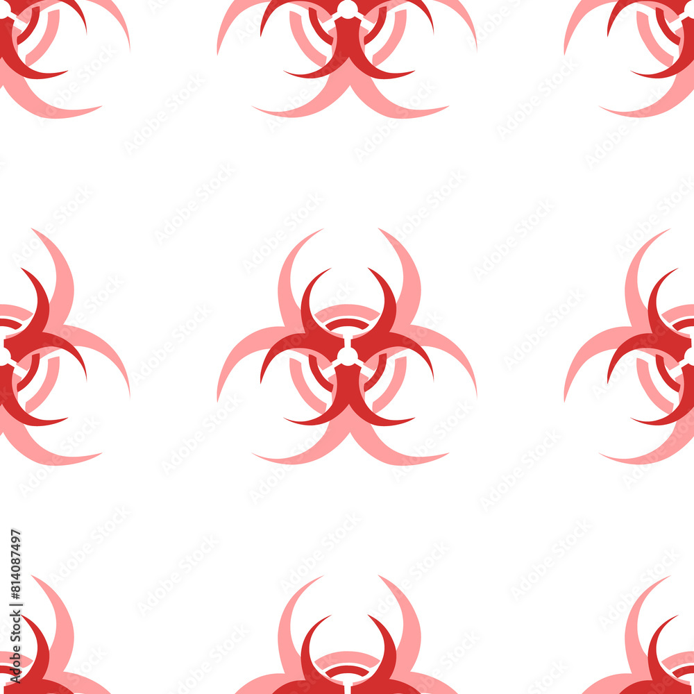 Aufkleber seamless pattern of large isolated red biohazard symbols. the elements are evenly spaced. illustrati