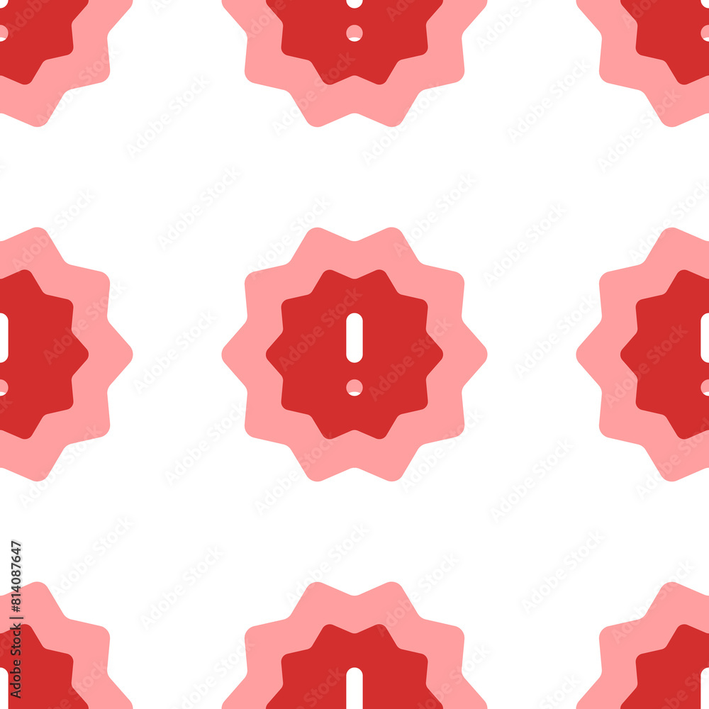 Poster seamless pattern of large isolated red warning symbols. the elements are evenly spaced. illustration