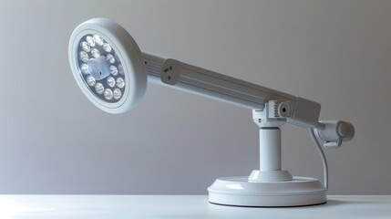 a medical examination light, portable and precise, isolated on a white background