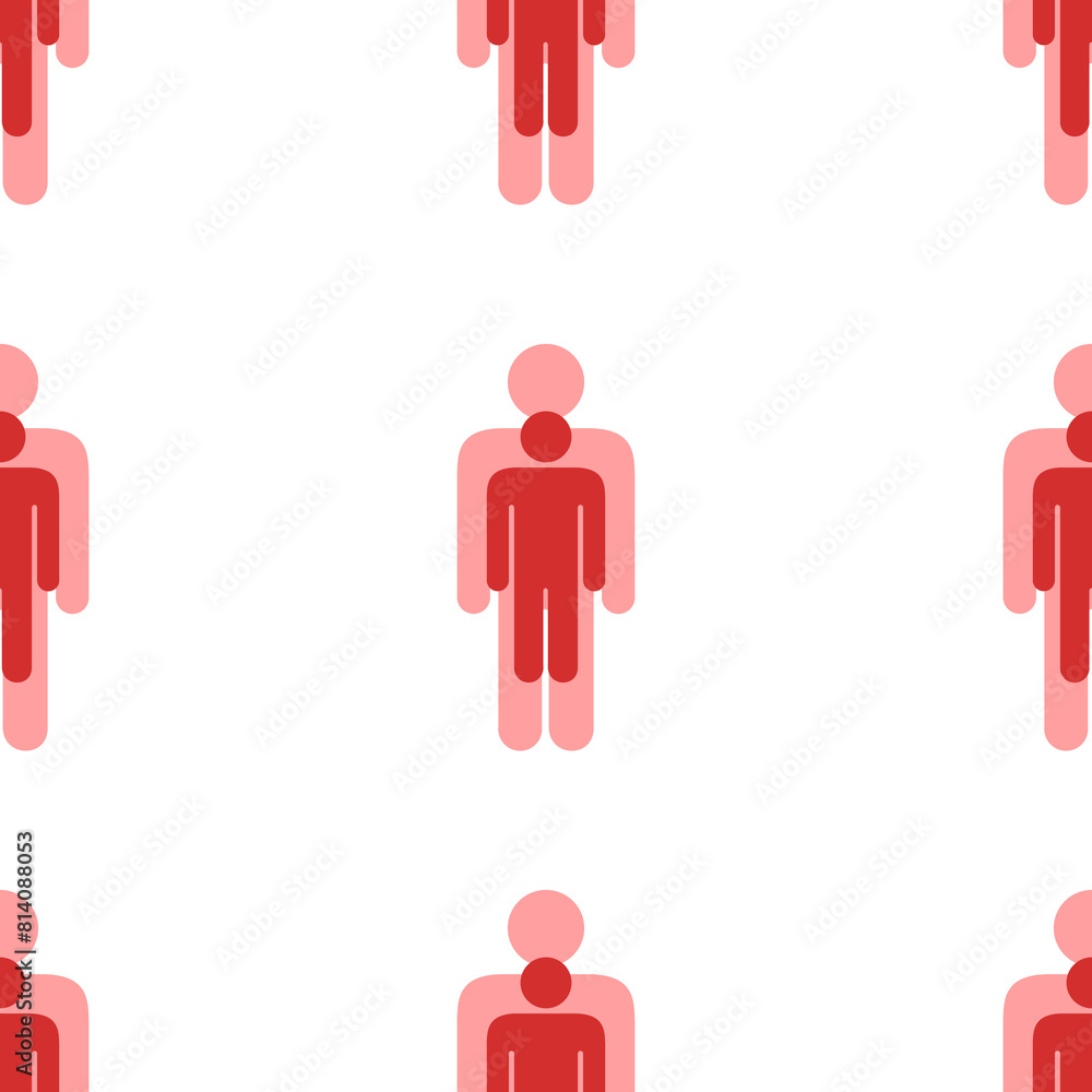 Poster seamless pattern of large isolated red man symbols. the elements are evenly spaced. illustration on 