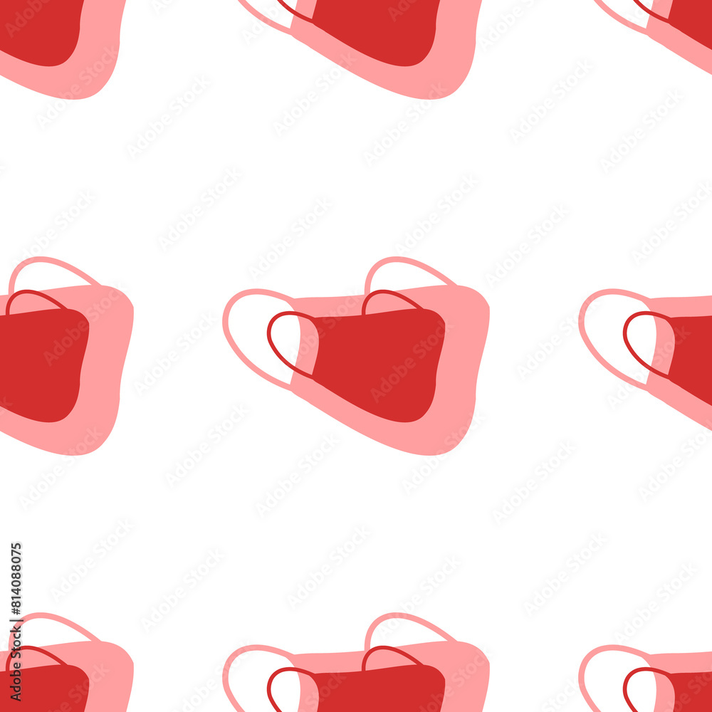 Poster seamless pattern of large isolated red mask symbols. the elements are evenly spaced. illustration on