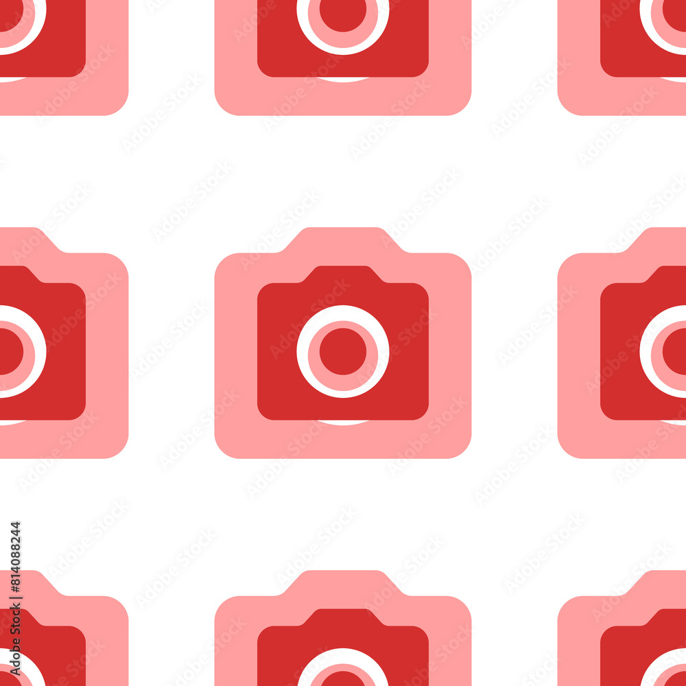 Poster seamless pattern of large isolated red photo camera symbols. the elements are evenly spaced. illustr