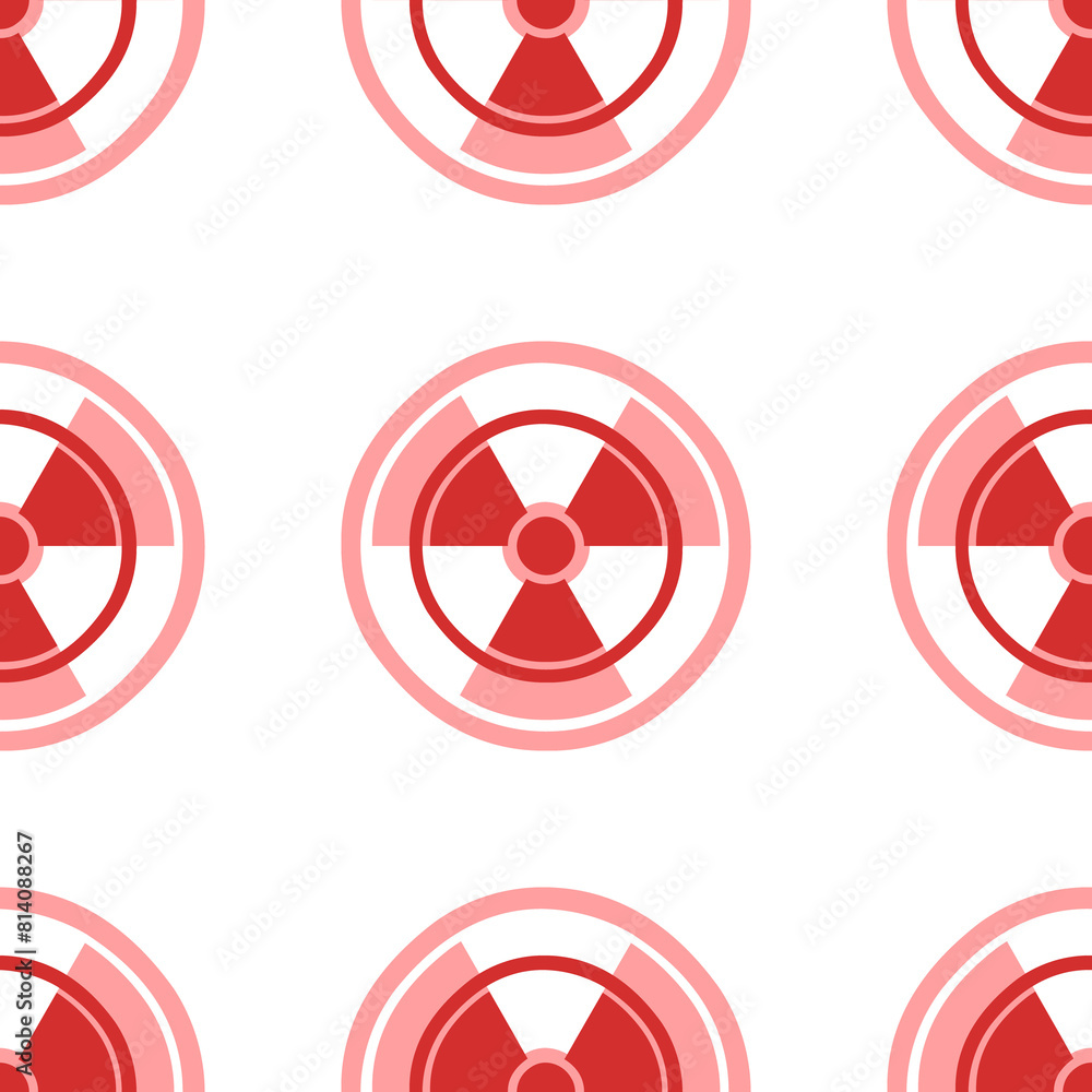 Poster seamless pattern of large isolated red radiation symbols. the elements are evenly spaced. illustrati
