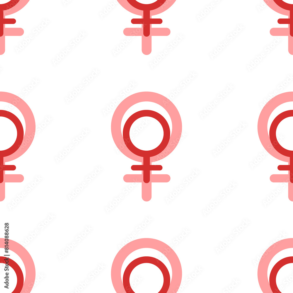 Poster seamless pattern of large isolated red venus symbols. the elements are evenly spaced. illustration o