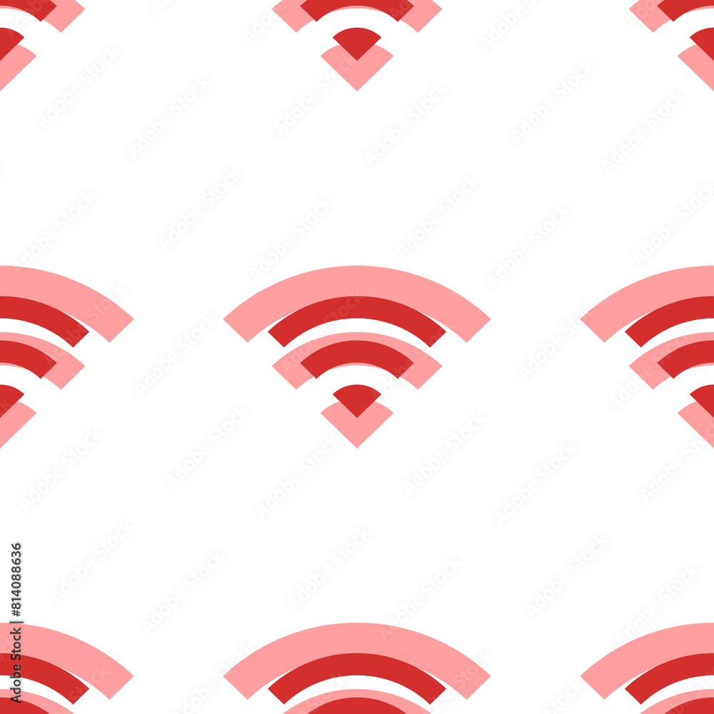 Poster seamless pattern of large isolated red wifi symbols. the elements are evenly spaced. illustration on