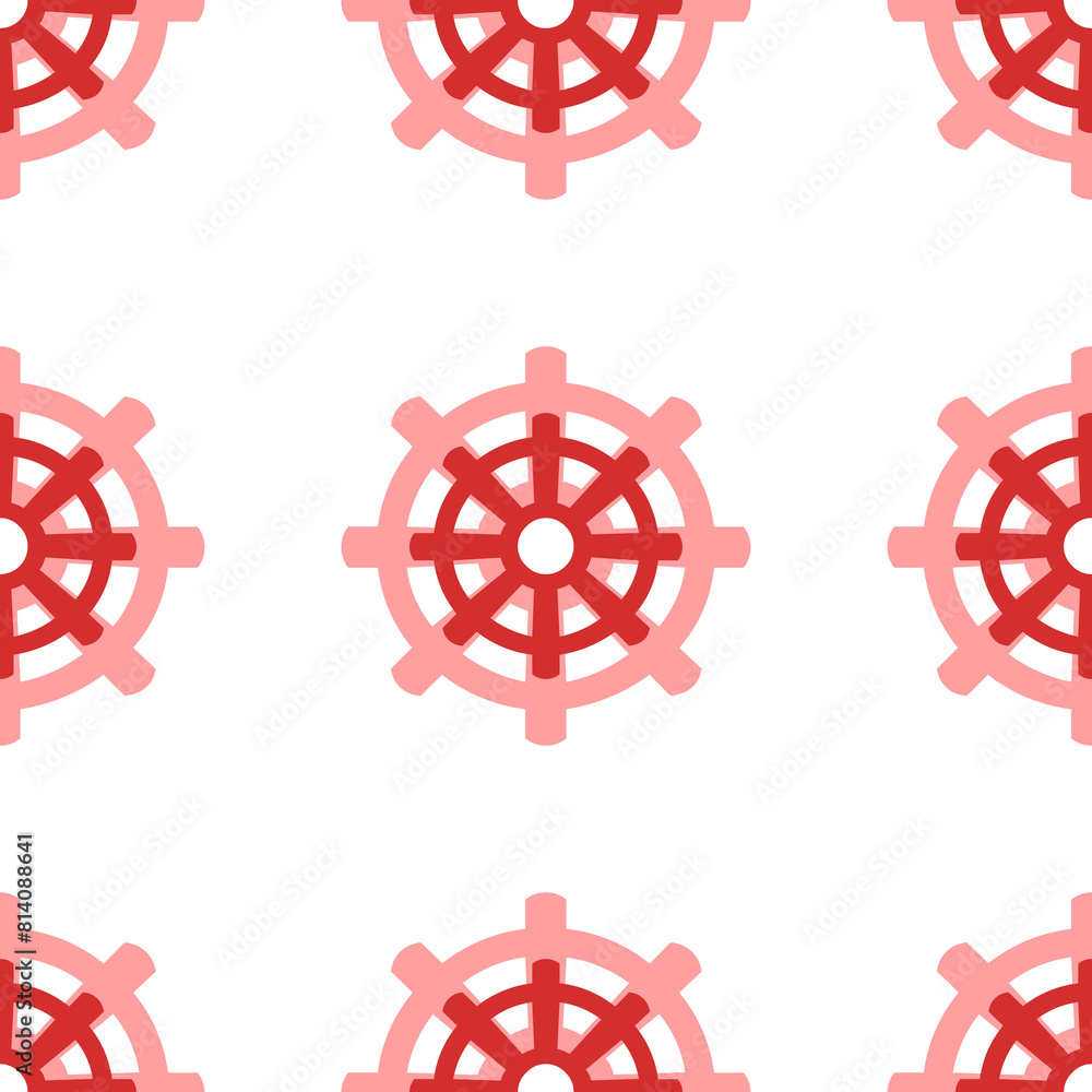 Poster seamless pattern of large isolated red wheel symbols. the elements are evenly spaced. illustration o