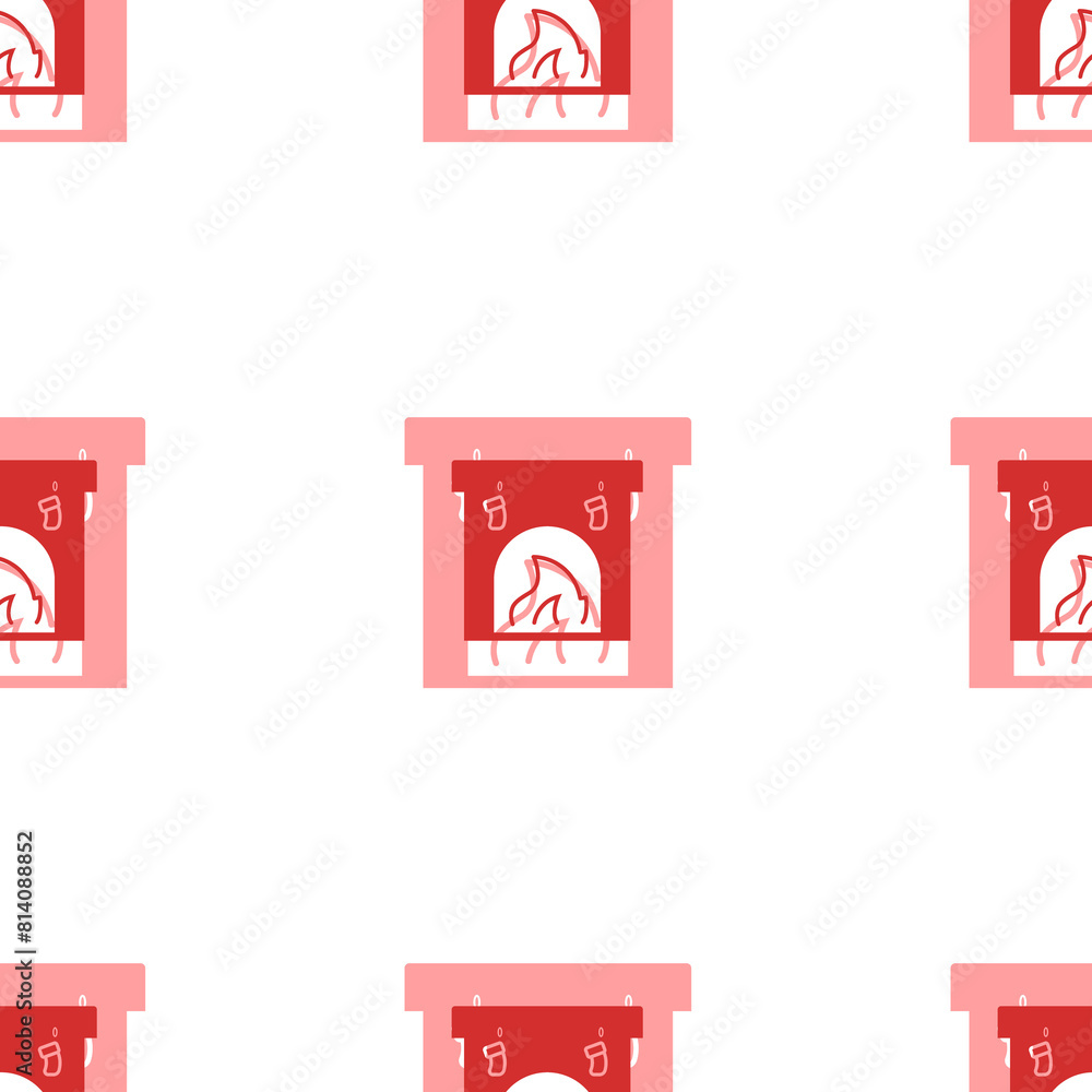 Poster seamless pattern of large isolated red christmas fireplace symbols. the elements are evenly spaced. 