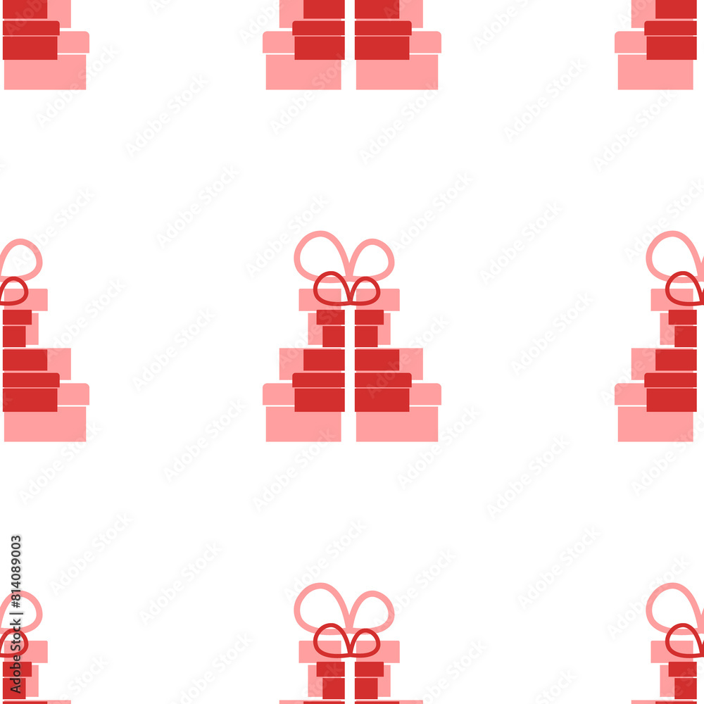 Poster seamless pattern of large isolated red set of giftss. the elements are evenly spaced. illustration o