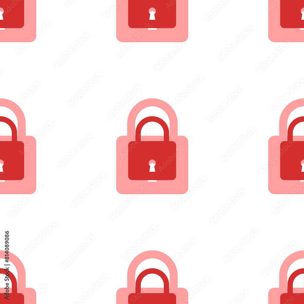 Poster seamless pattern of large isolated red padlock symbols. the elements are evenly spaced. illustration