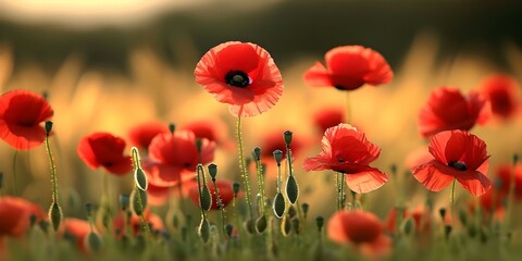 Symbolism of Red Poppies on Anzac Day, Memorial Day, and Remembrance Day. Concept Anzac Day, Memorial Day, Remembrance Day, Red Poppies, Symbolism