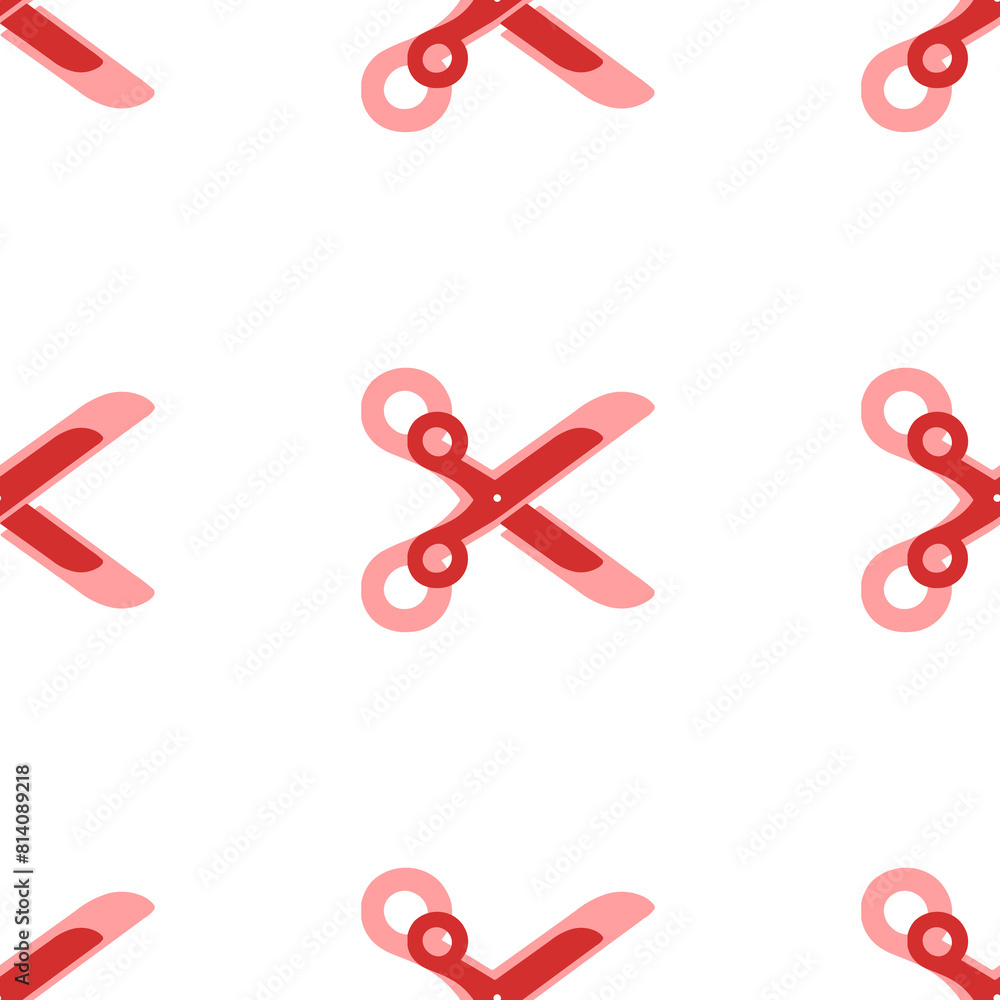 Poster seamless pattern of large isolated red scissors symbols. the elements are evenly spaced. illustratio