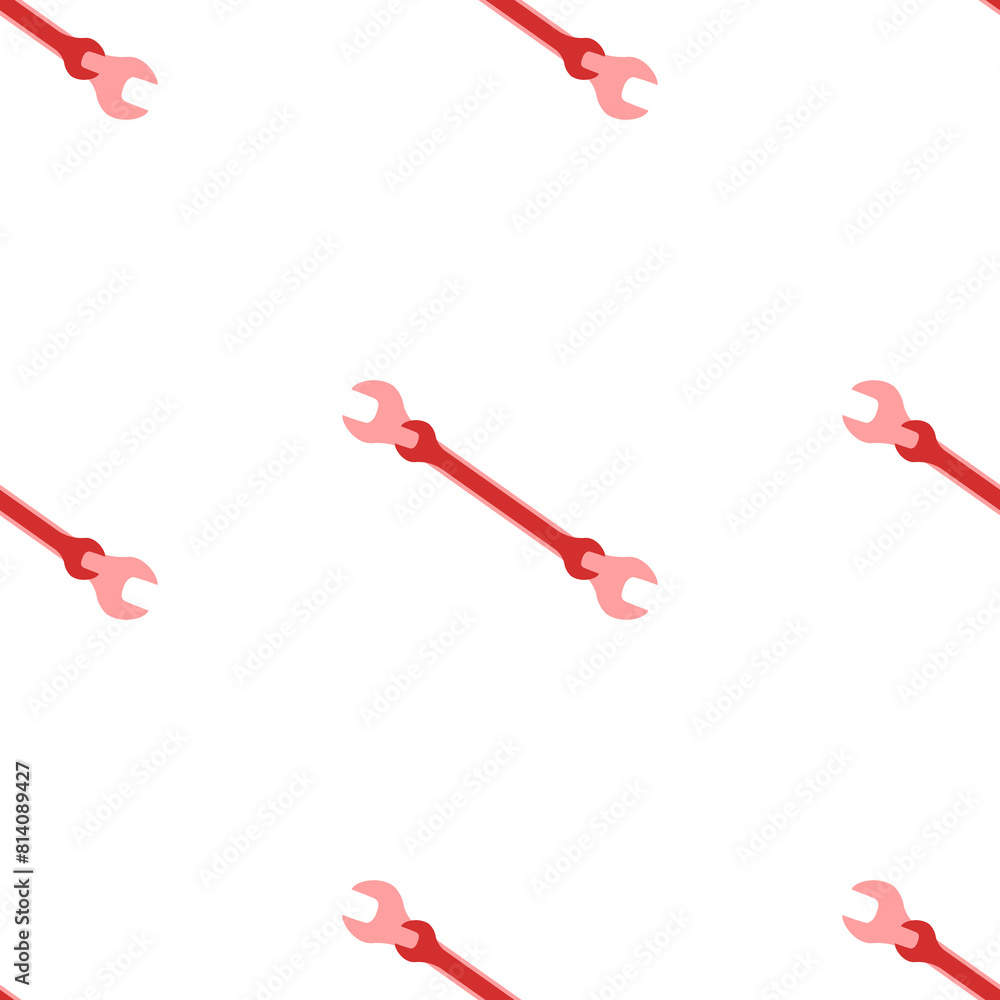 Poster seamless pattern of large isolated red wrench symbols. the elements are evenly spaced. illustration 