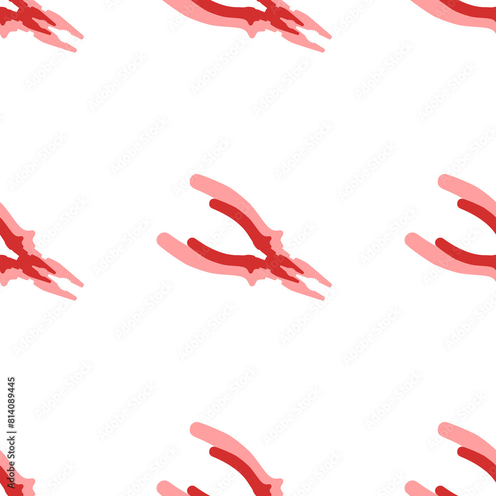 Poster seamless pattern of large isolated red pliers symbols. the elements are evenly spaced. illustration 