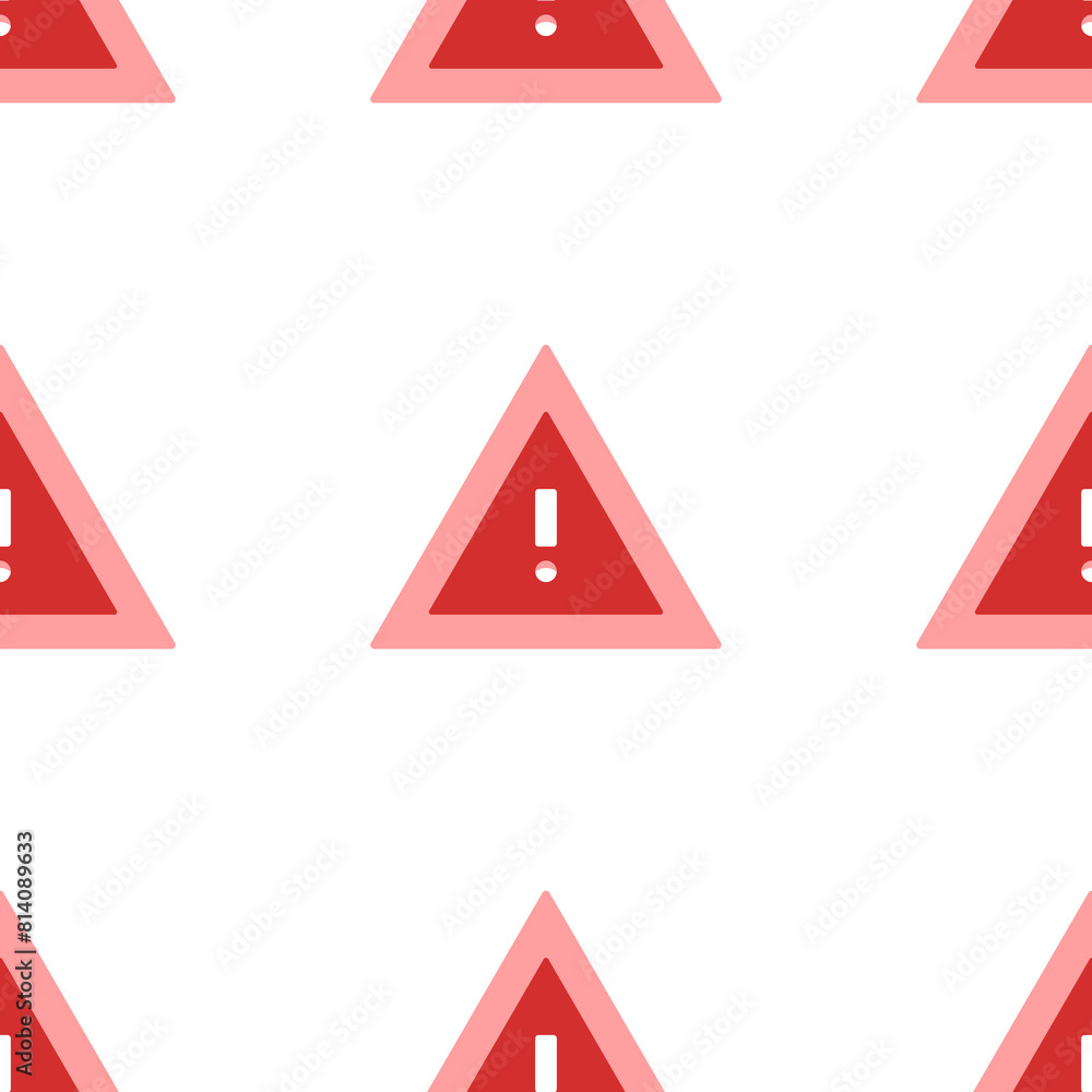 Poster seamless pattern of large isolated red warning symbols. the elements are evenly spaced. illustration