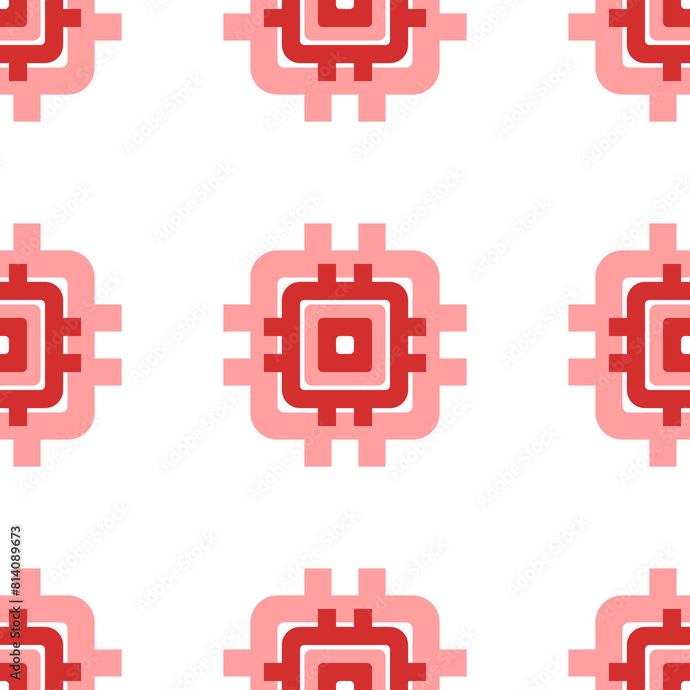 Poster seamless pattern of large isolated red chip symbols. the elements are evenly spaced. illustration on