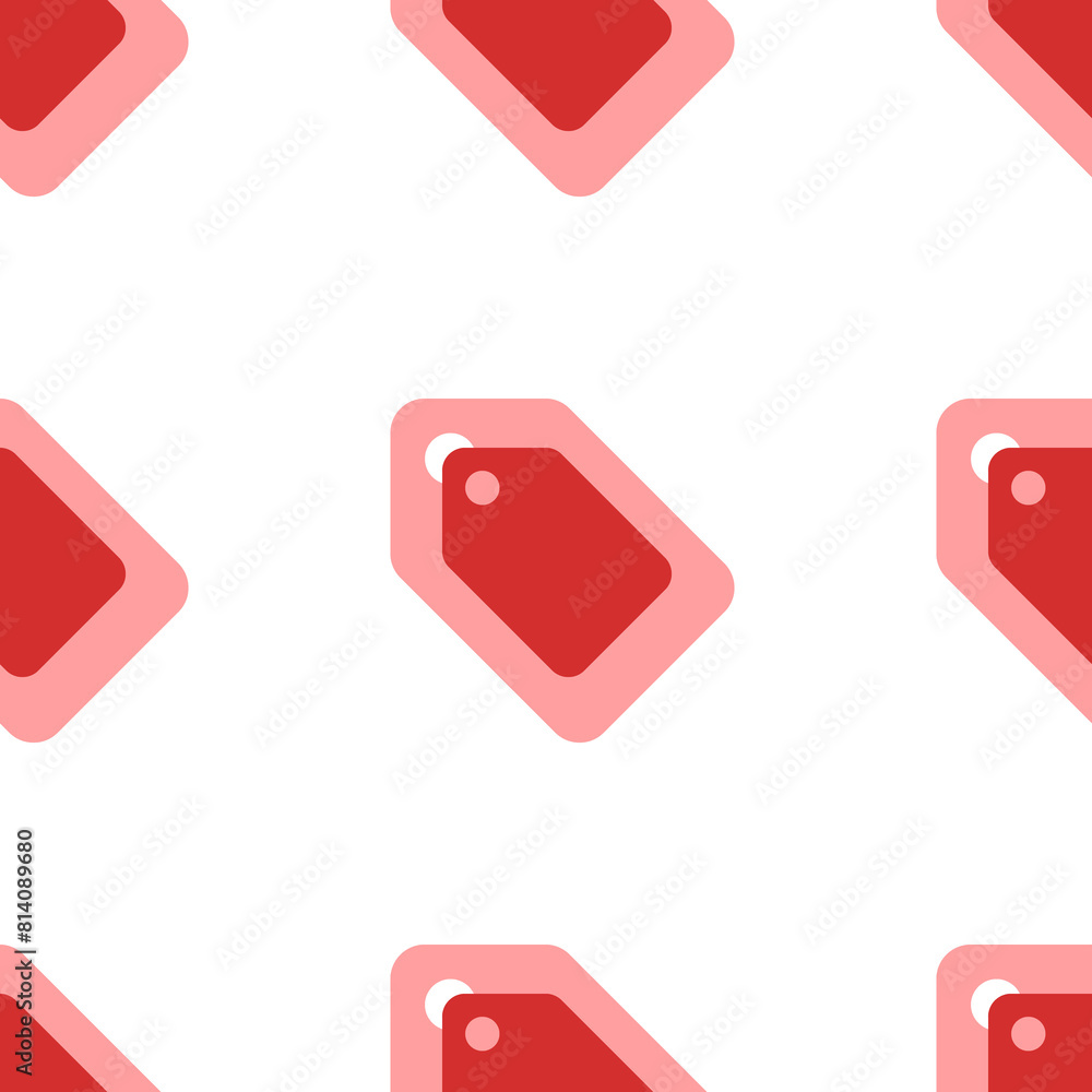 Poster seamless pattern of large isolated red discount label symbols. the elements are evenly spaced. illus