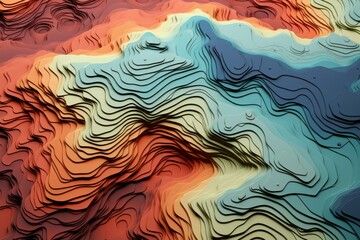 Detailed Topographic height map. Terrain model. Generate Ai