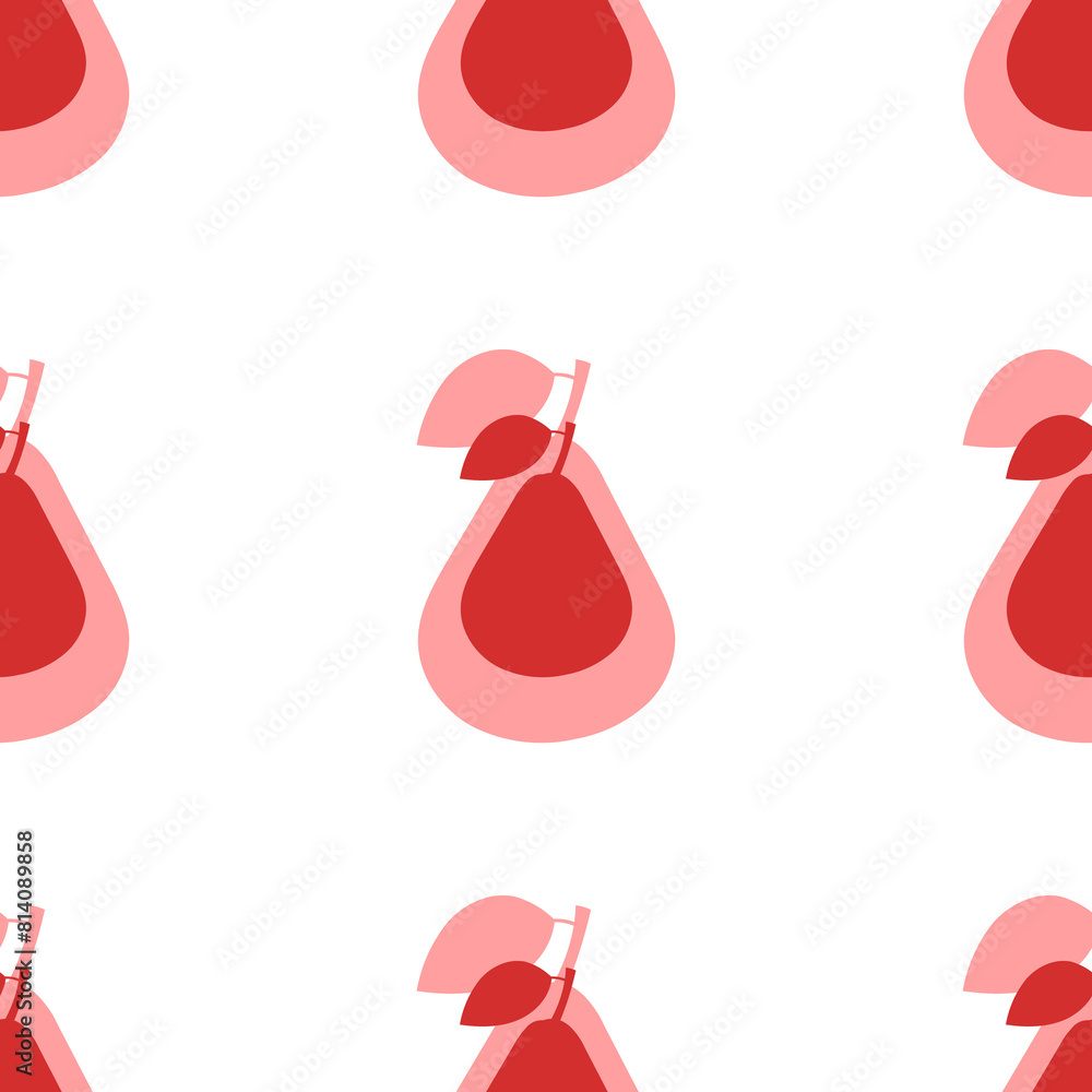 Poster seamless pattern of large isolated red pear symbols. the elements are evenly spaced. illustration on